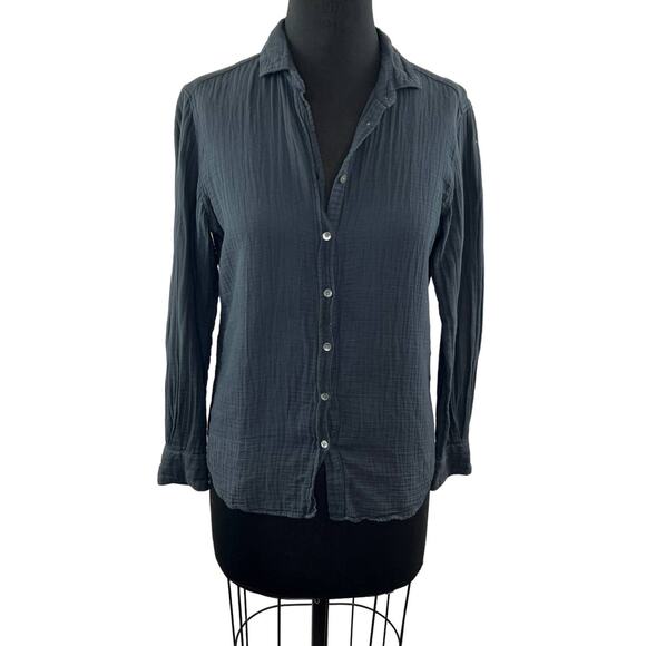 HARTFORD ALTERNATIVE CLASSICS Gray Cotton Gauze Button Down Long Sleeve Shirt 2 - Picture 1 of 8